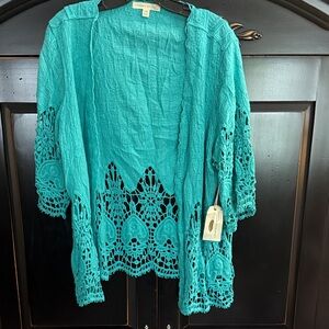 Elegant Turquoise Crochet Beach Cover-Up